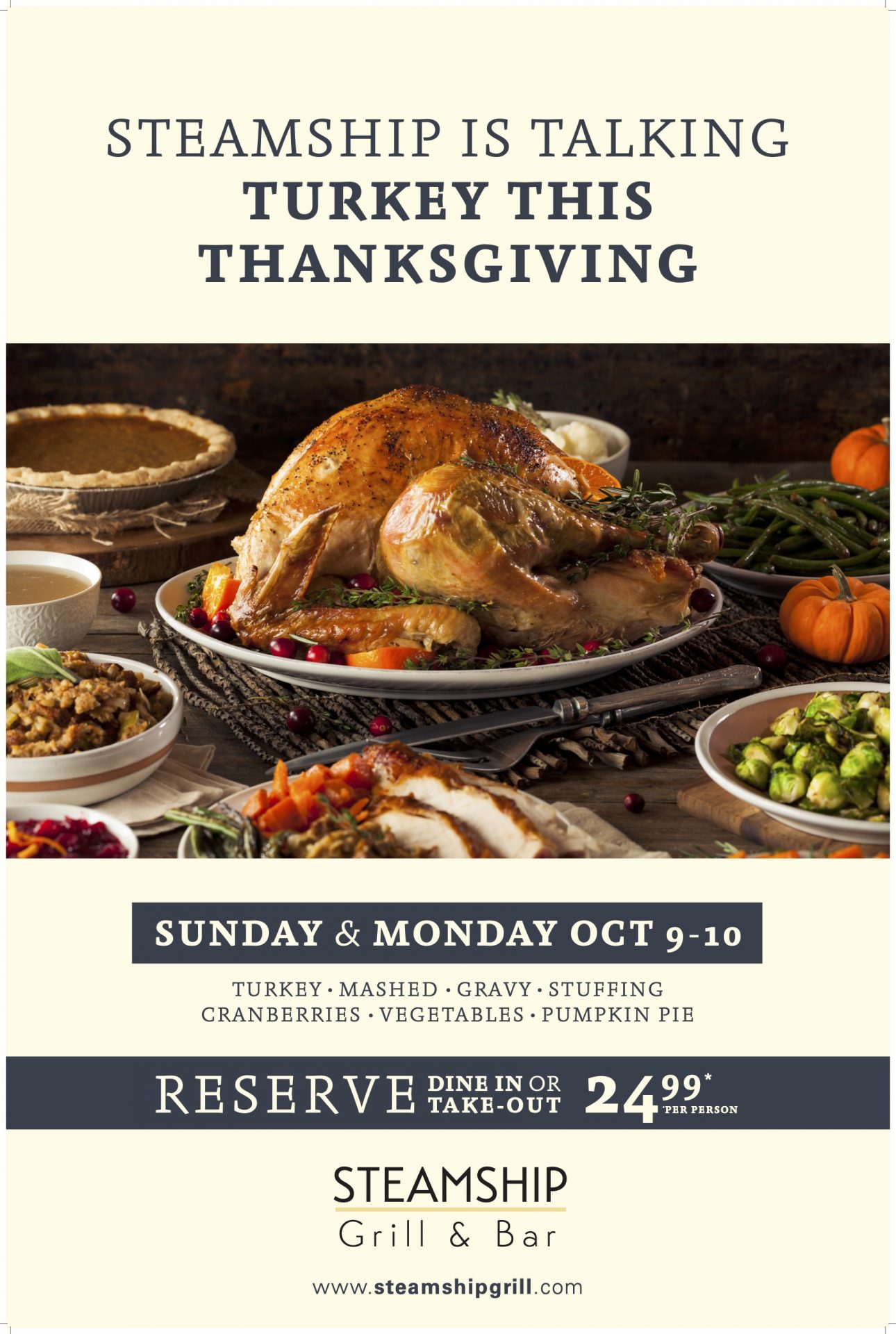Thanksgiving Specials. | Steamship Grill